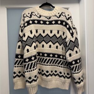 H&M Cozy Black and White Patterned Sweater